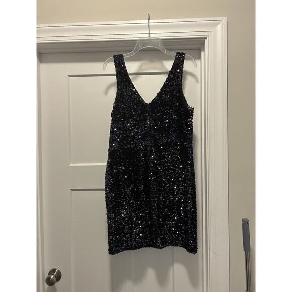 Crystal Doll Size 15 Amber Black Multicolor Sequin Tank Mini Dress Stretchy Hoco - Picture 4 of 7